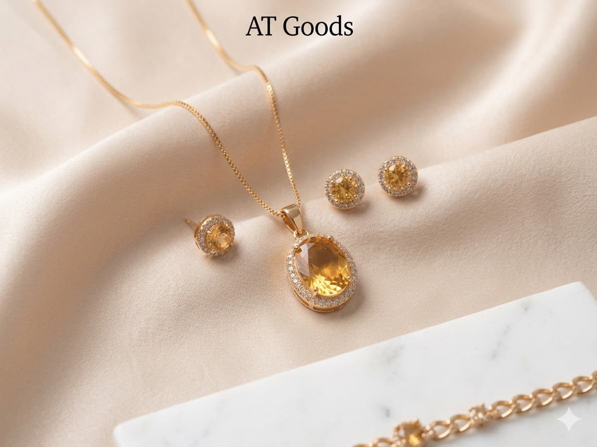 Champagne Stone Jewelry Set 3