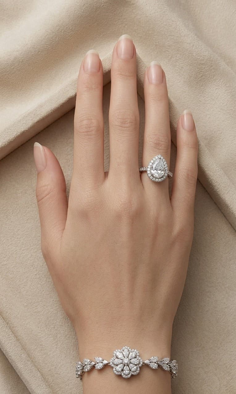  Pear-Shaped Bridal Jewelry Set,