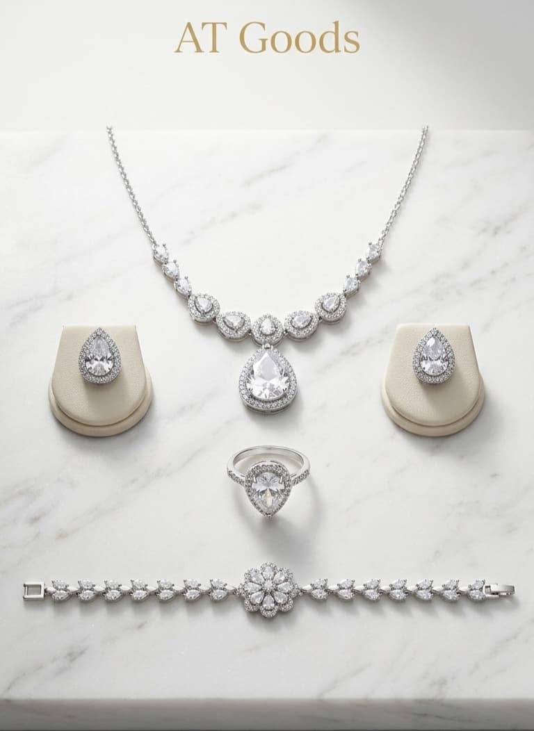 Pear-Shaped Bridal Jewelry Set, 3