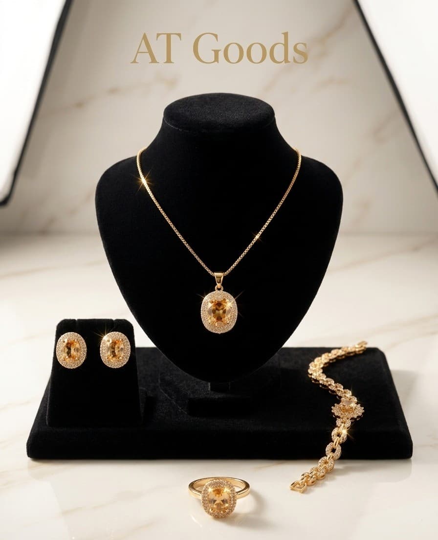 AT Goods Elegant Champagne Stone Jewelry Set