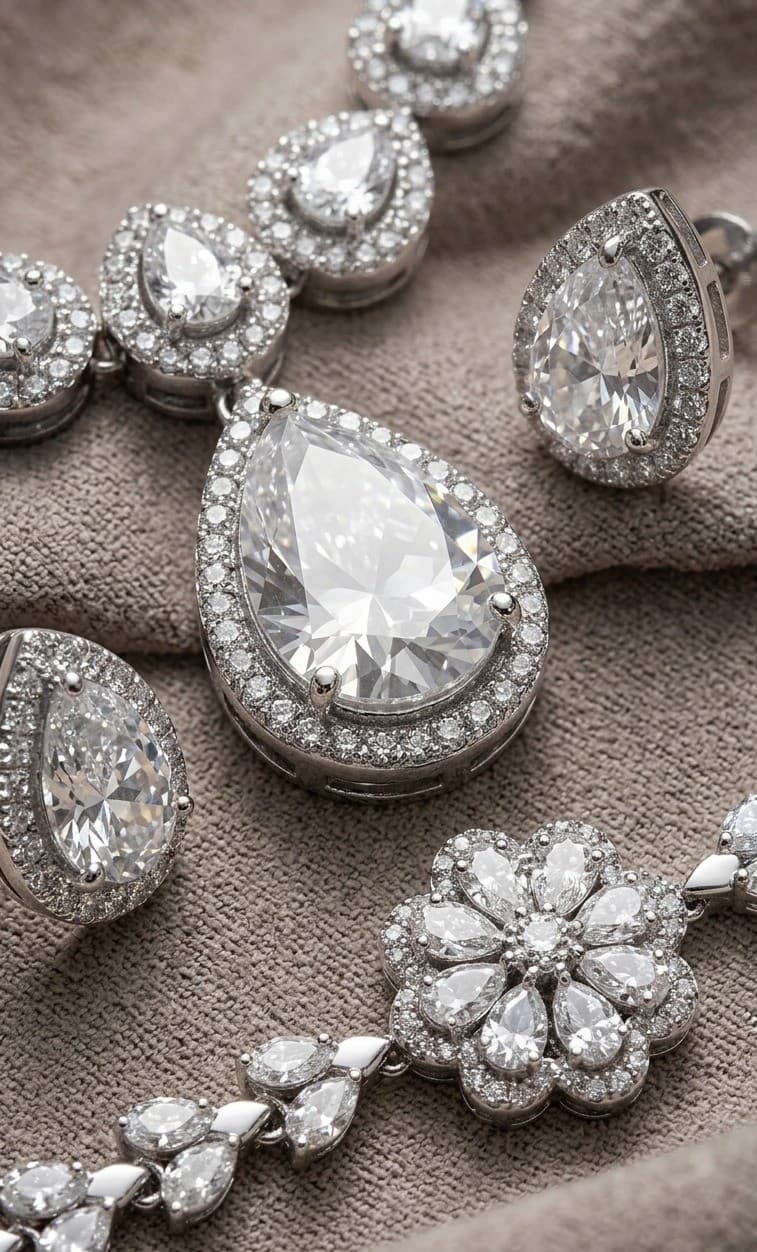  Pear-Shaped Bridal Jewelry Set, 2