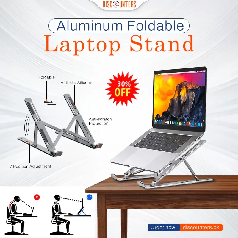 Portable 1 Pcs Foldable Laptop Stand in Grey 3