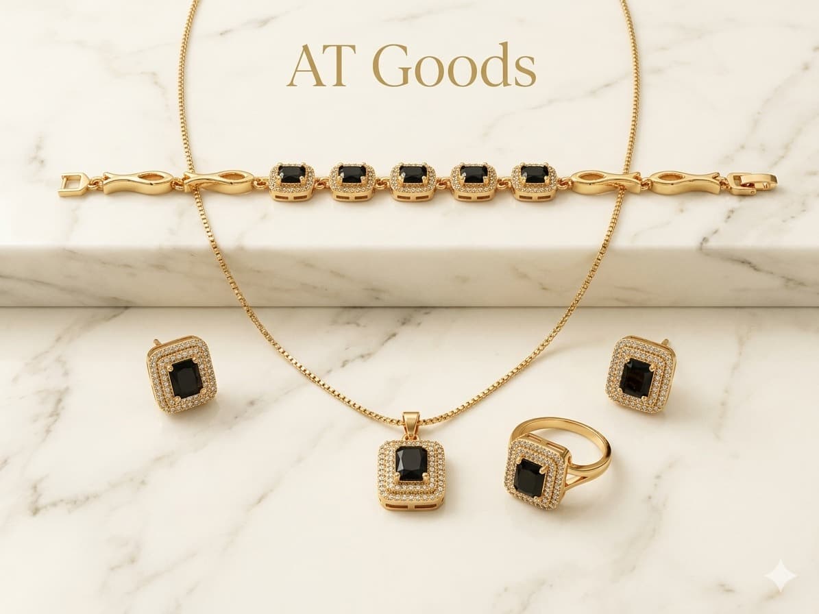 Ruby Black Collection Square Pendant Set 2